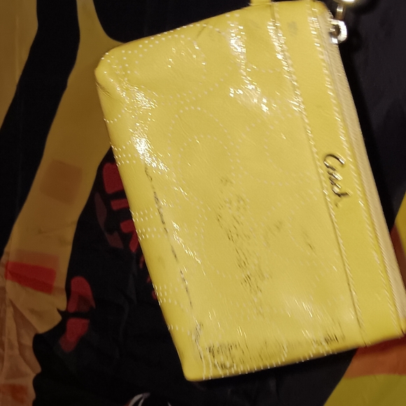 Coach Yellow Leather Wristlet